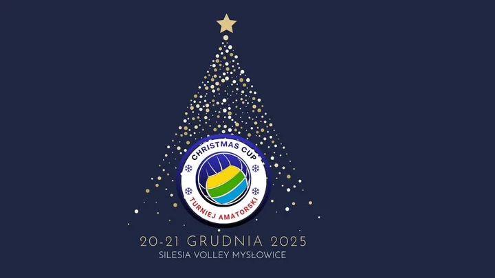 Grafika promocyjna wydarzenia Amatorski CHRISTMAS CUP 2025 — turniej siatkówki dla kobiet i mężczyzn w Mysłowicach