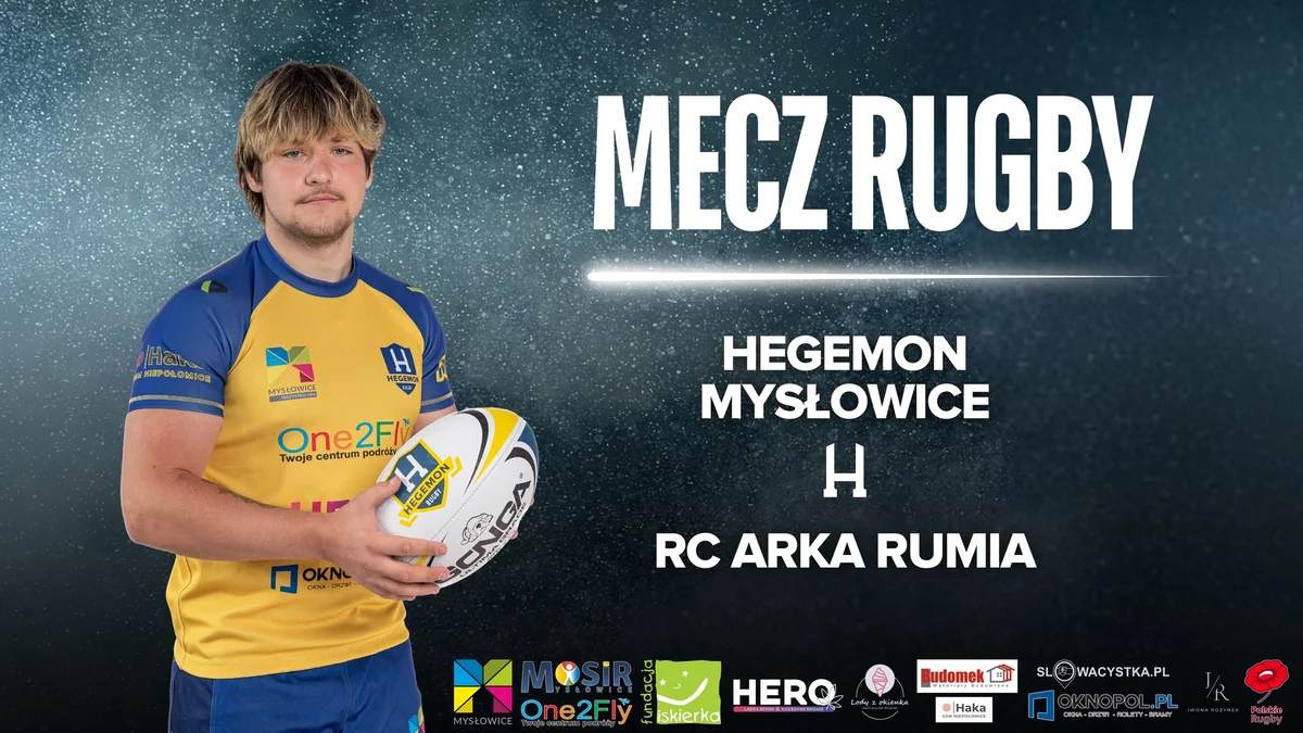 Grafika promocyjna wydarzenia Hegemon Mysłowice – mecz rugby