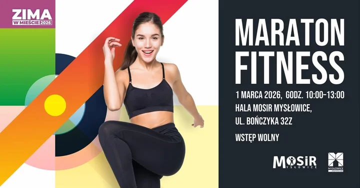 Grafika promocyjna wydarzenia Maraton Fitness — 3-godzinny trening z instruktorkami