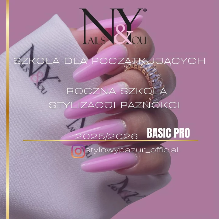 Grafika promocyjna wydarzenia Roczna Szkoła Stylizacji Paznokci BASIC PRO — 12 miesięcy praktycznej nauki w Mysłowicach