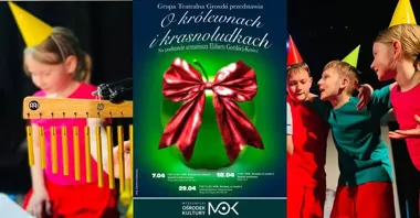 Grafika promocyjna wydarzenia Groszki: spektakl „O królewnach i krasnoludkach” w MOK Brzezinka