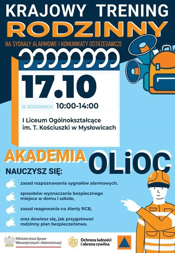 Grafika promocyjna wydarzenia Krajowy Trening Rodzinny Akademii OLiOC