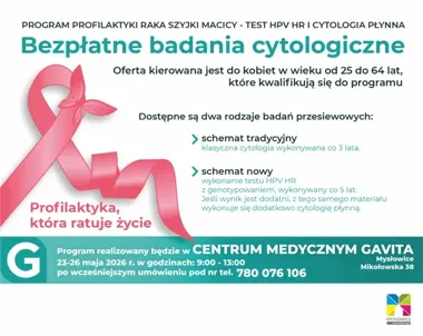 Majowa cytologia w Mysłowicach. Bezpłatne badania przed Dniem Matki